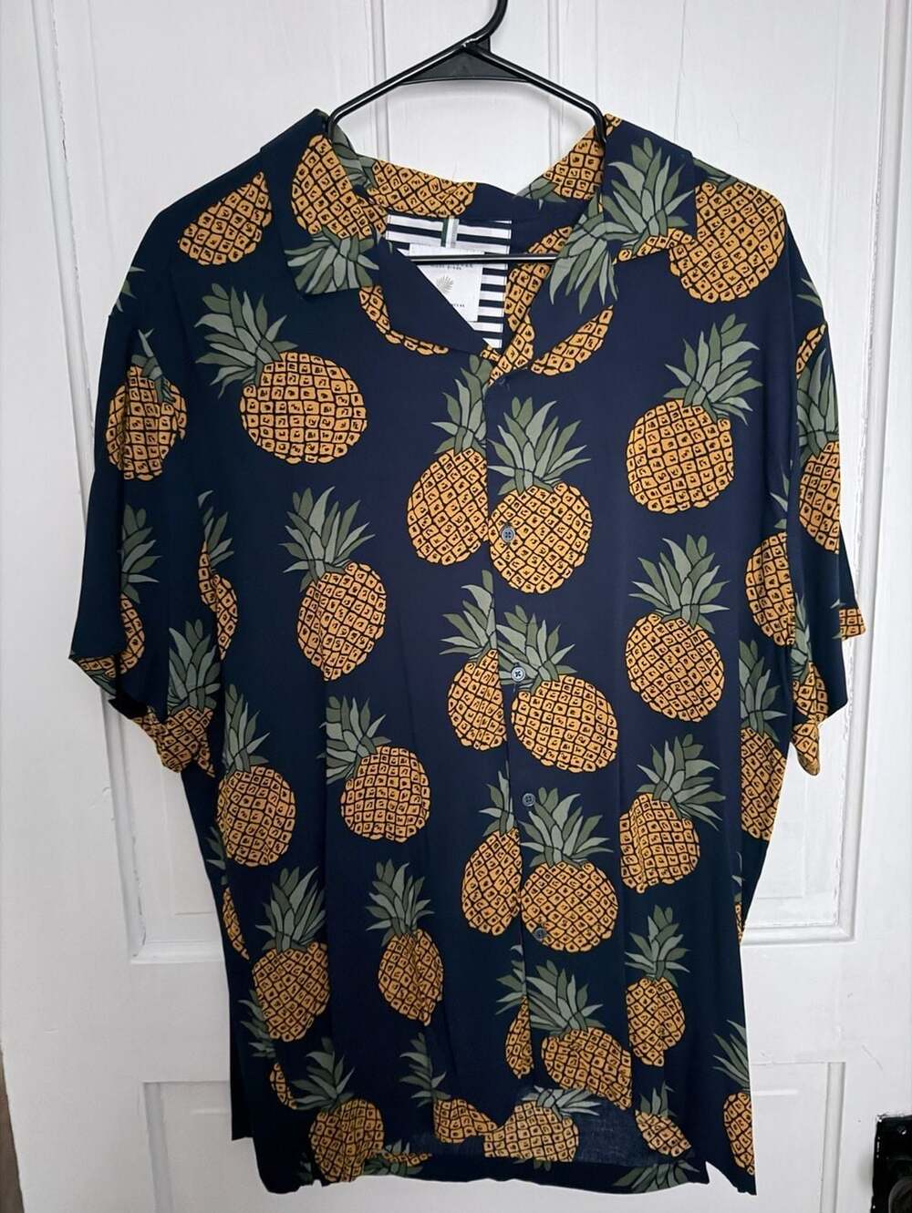 Denim & Flower Ricky Singh Pineapple Print Short Sleeve Button Down Shirt sizeXL